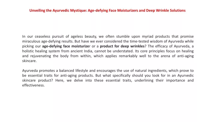 unveiling the ayurvedic mystique age defying face