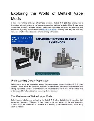 Exploring the World of Delta-8 Vape Mods