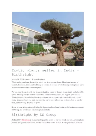 Exotic plants seller in India – Birthright