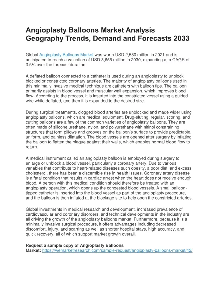 angioplasty balloons market analysis geography