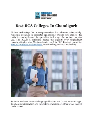 Best BCA Colleges In Chandigarh