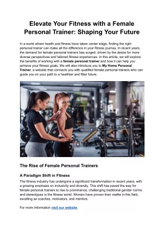 Elevate Your Fitness with a Female Personal Trainer- Shaping Your Future