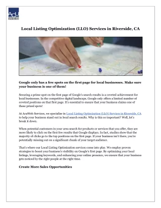 Local Listing Optimization (LLO) Services in Riverside CA