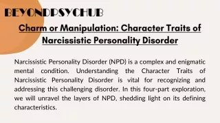 Charm or Manipulation: Character Traits of Narcissistic Personality Disorder