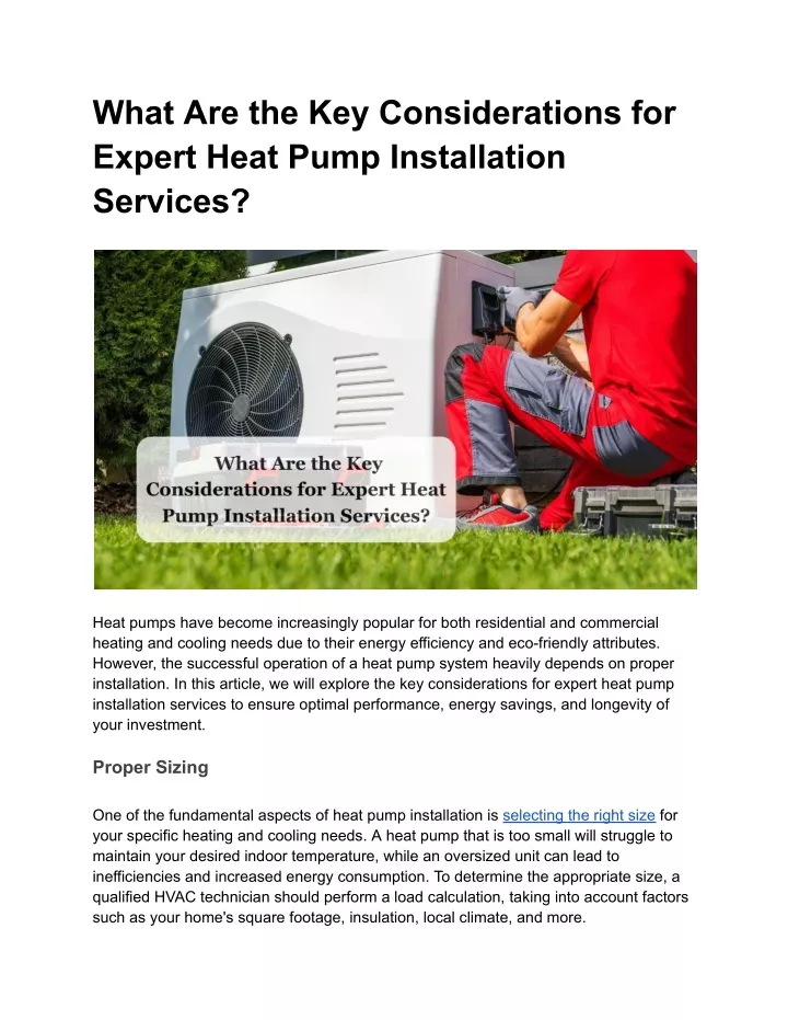what are the key considerations for expert heat