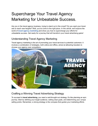 Supercharge Your Travel Agency Marketing for Unbeatable Success