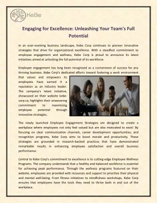 Engaging for Excellence Unleashing Your Team's Full Potential