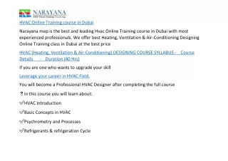 HVAC Online Training course in Dubai
