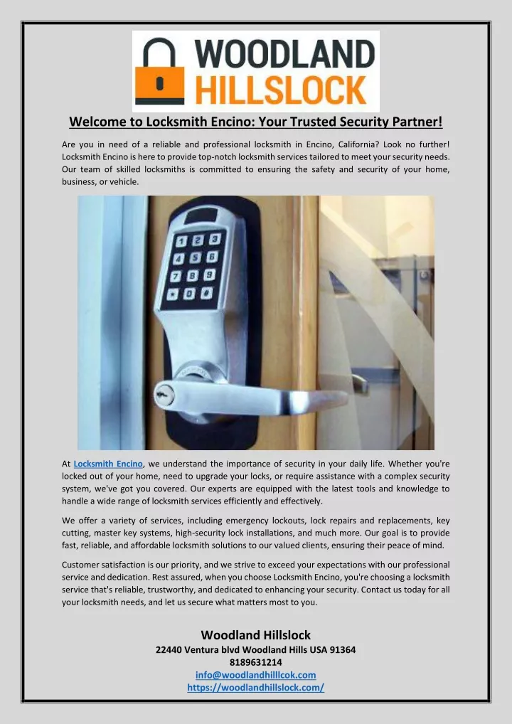welcome to locksmith encino your trusted security