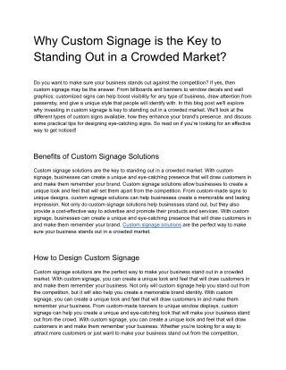 Why Custom Signage is the Key to Standing Out in a Crowded Market
