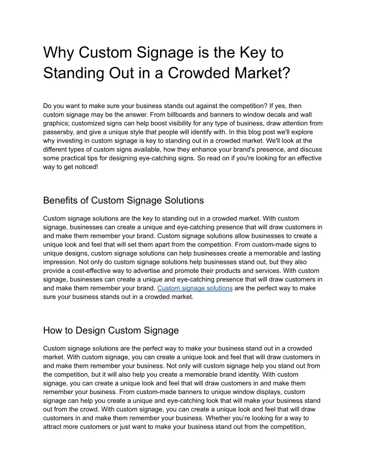 why custom signage is the key to standing