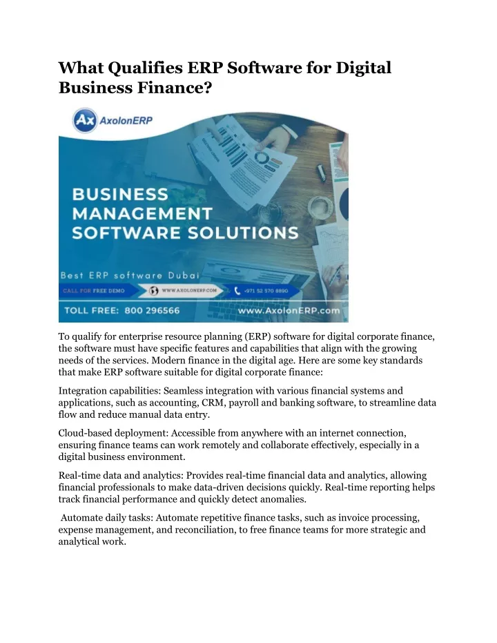 what qualifies erp software for digital business