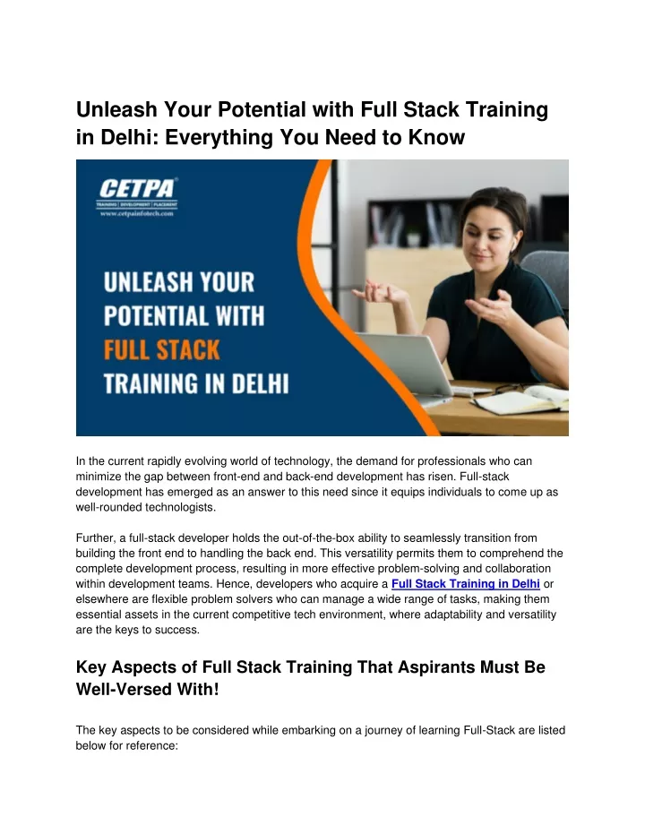 unleash your potential with full stack training