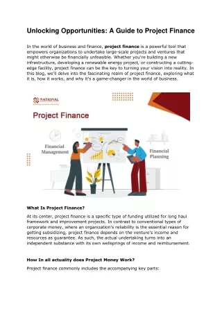 Unlocking Opportunities, A Guide to Project Finance