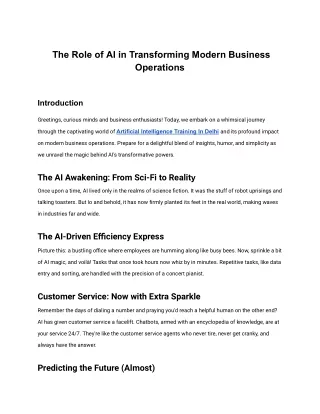 The Role of AI in Transforming Modern Business Operations
