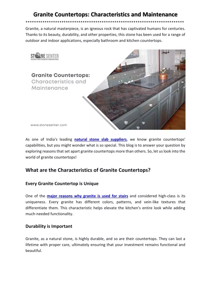 granite countertops characteristics