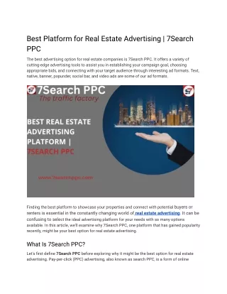 Best Platform for Real Estate Advertising
