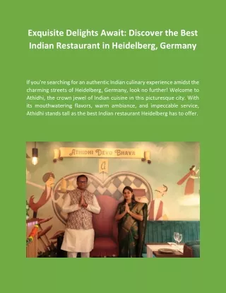 Discover the Best Indian Restaurant in Heidelberg, Germany