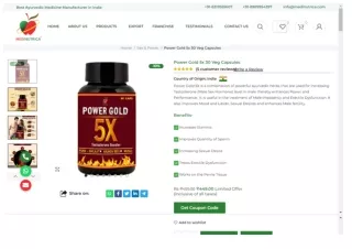 Medinutrica Ayurvedic Power Gold 5X 30 Veg Capsules Best Male Enhancement Pills