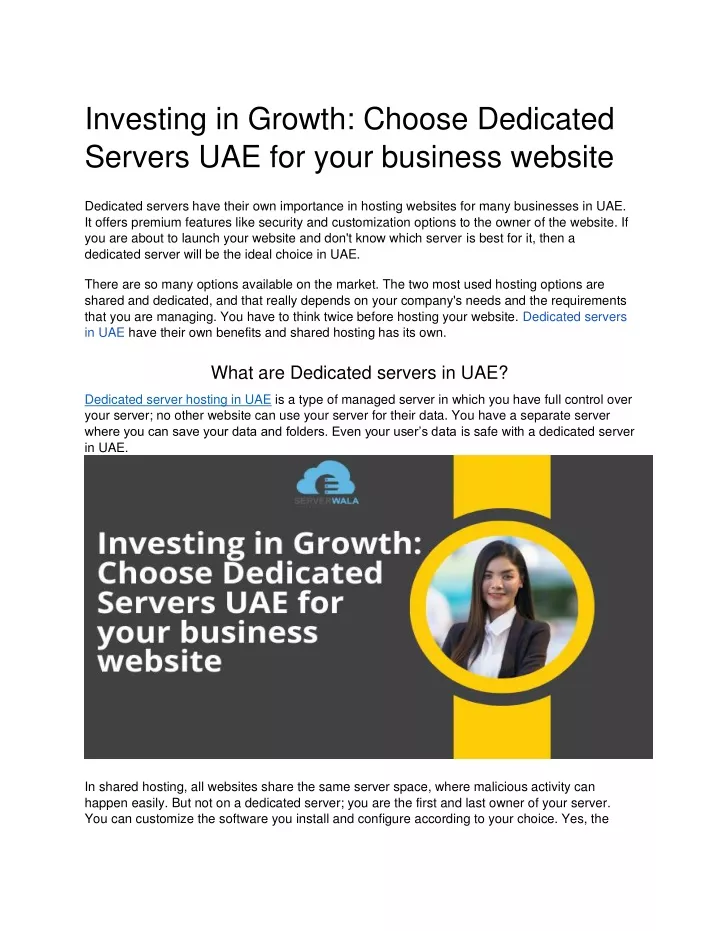 investing in growth choose dedicated servers