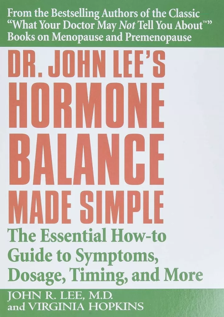 dr john lee s hormone balance made simple