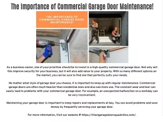 The Importance of Commercial Garage Door Maintenance!