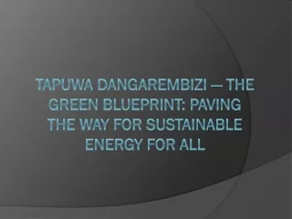 Tapuwa Dangarembizi — The Green Blueprint Paving the Way for Sustainable Energy for All