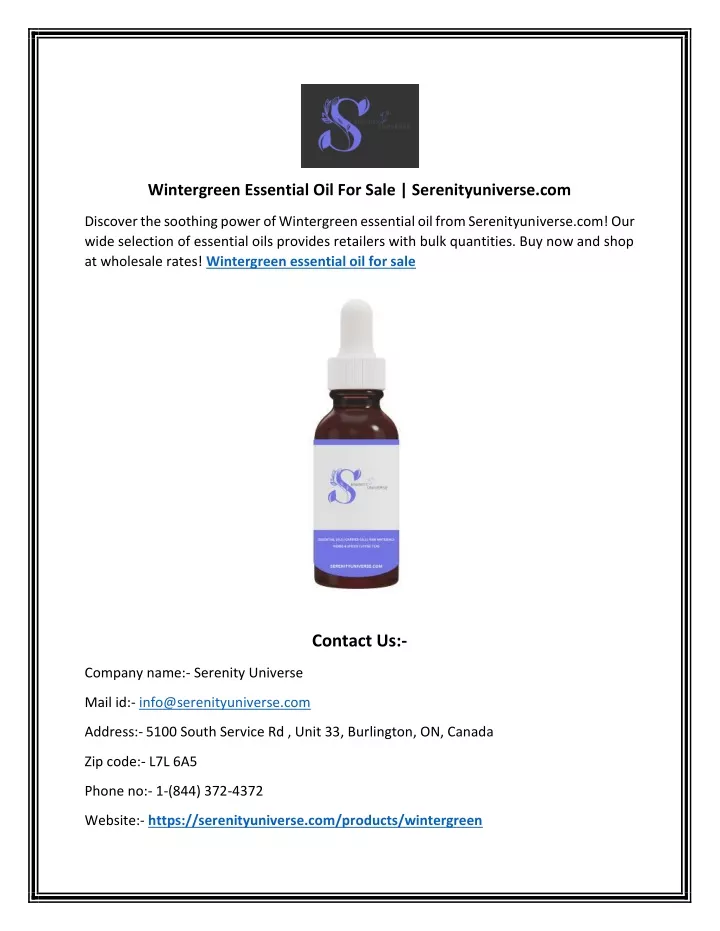 wintergreen essential oil for sale