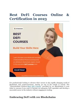 Best DeFi Courses Online & Certification in 2023