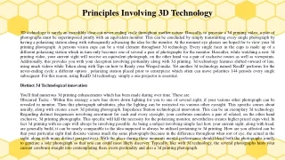 Principles Involving 3D Technology