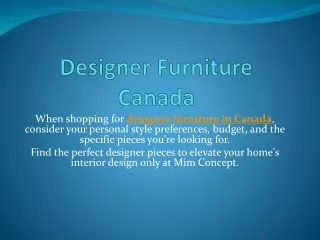 when shopping for designer furniture in canada