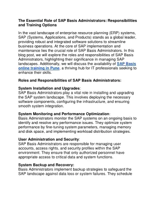 the essential role of sap basis administrators