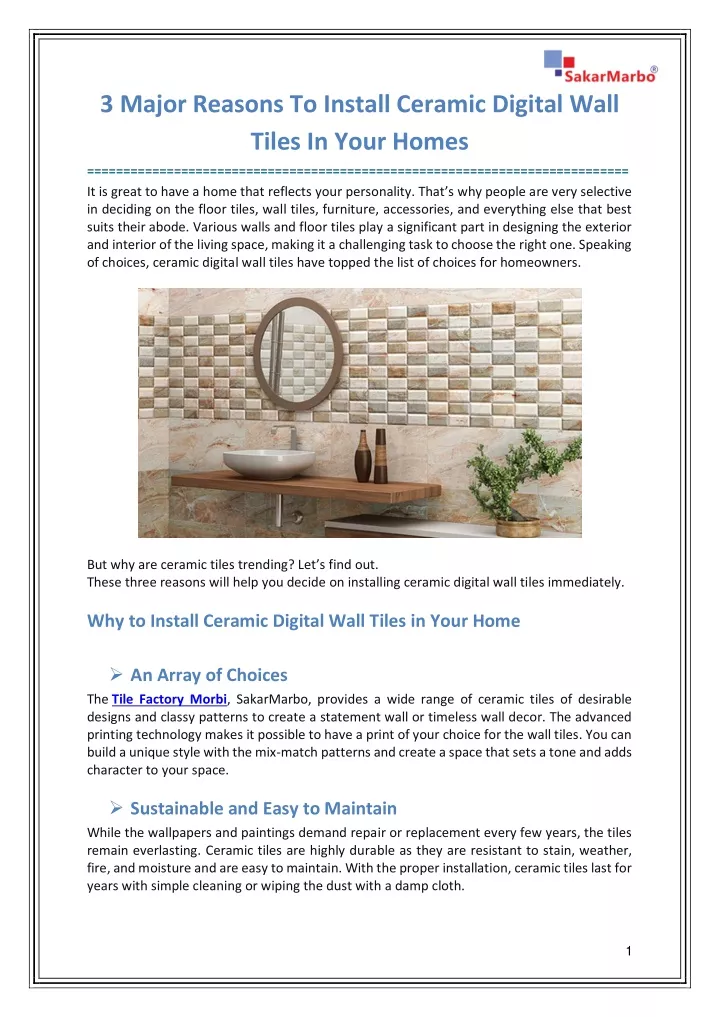 3 major reasons to install ceramic digital wall