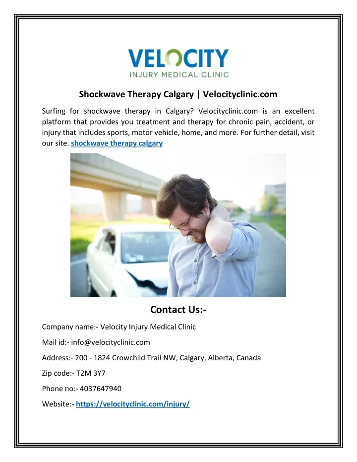 shockwave therapy calgary velocityclinic com
