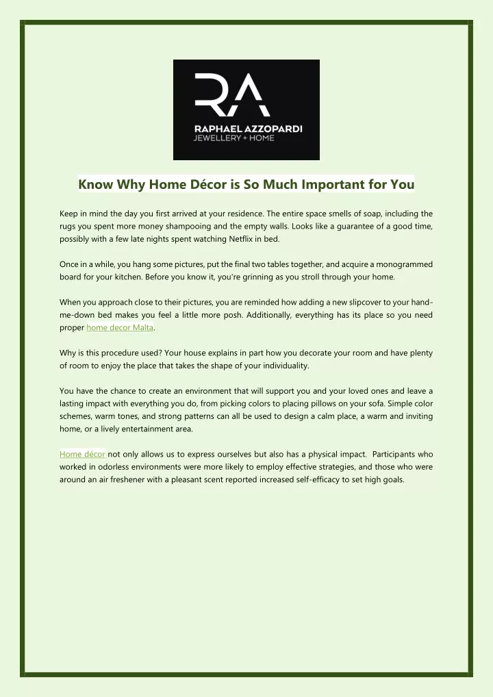 know why home d cor is so much important for you