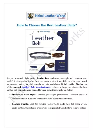 How to Choose the Best Leather Belts