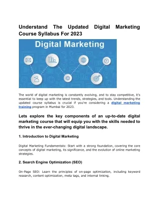 Understand The Updated Digital Marketing Course Syllabus For 2023