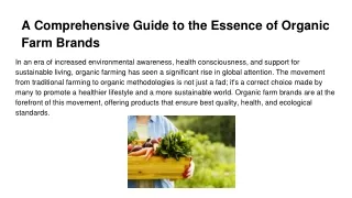A Comprehensive Guide to the Essence of Organic Farm Brands