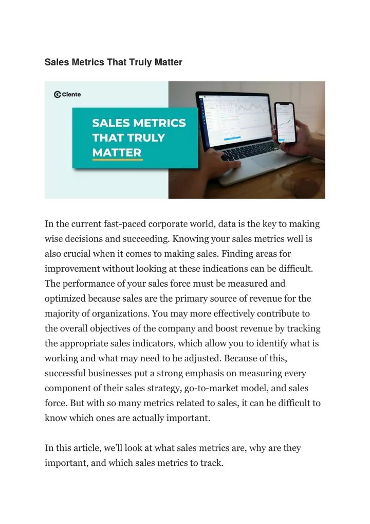 sales metrics that truly matter