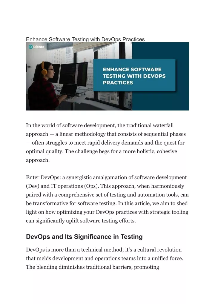 enhance software testing with devops practices