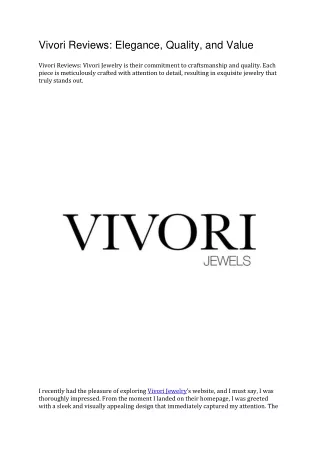 Vivori Reviews- Elegance, Quality, and Value