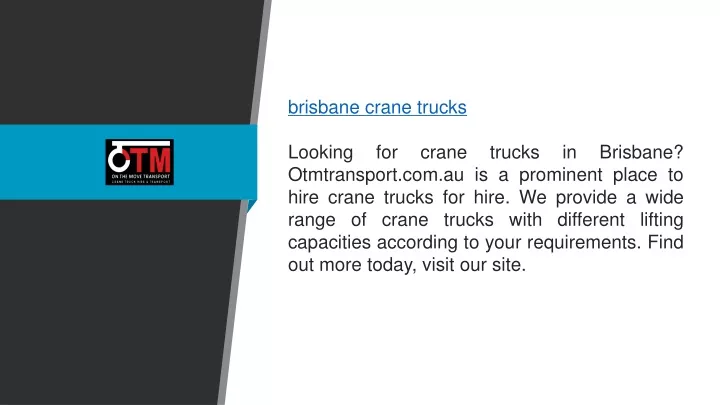 brisbane crane trucks looking for crane trucks