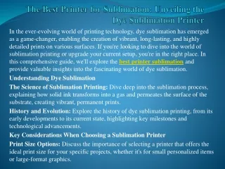 The Best Printer for Sublimation Unveiling the Dye Sublimation Printer