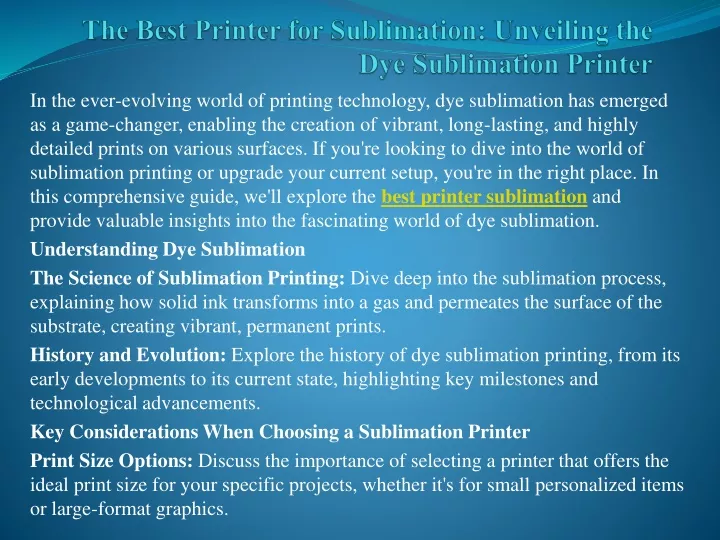the best printer for sublimation unveiling the dye sublimation printer