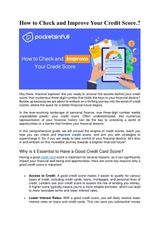how to check and improve your credit score