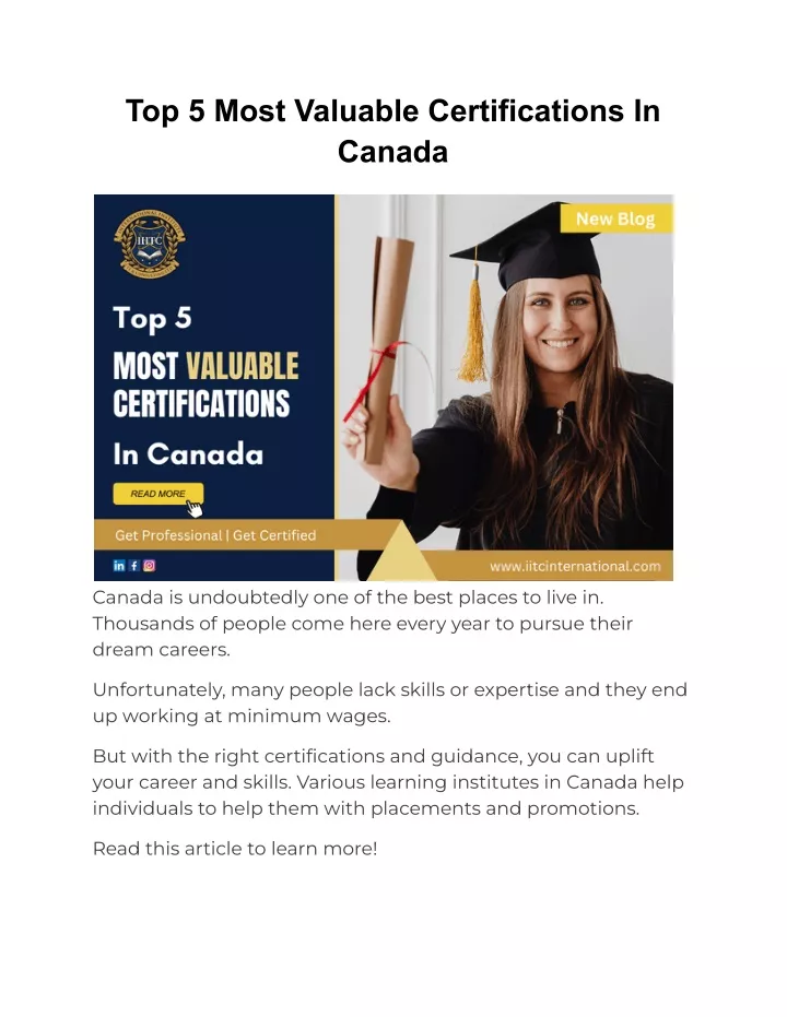 PPT Top 5 Most Valuable Certifications In Canada PowerPoint