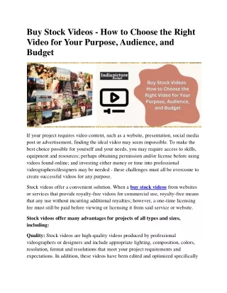 Buy Stock Videos - How to Choose the Right Video for Your Purpose, Audience, and Budget