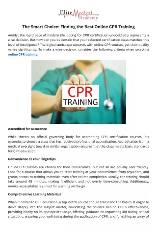 The Smart Choice Finding the Best Online CPR Training