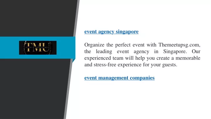 event agency singapore organize the perfect event