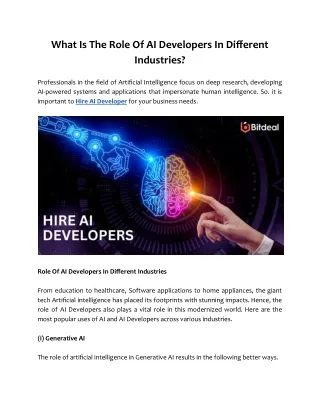 what is the role of ai developers in different